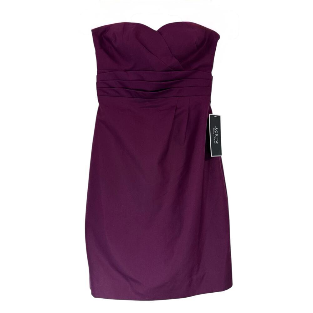 NWT J.Crew Strapless Purple Sheath Mini Dress 6 Cotton Sweetheart Neckline Y2K